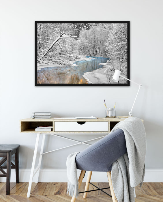 Atemberaubende Winterlandschaft, Poster mit Bilderrahmen