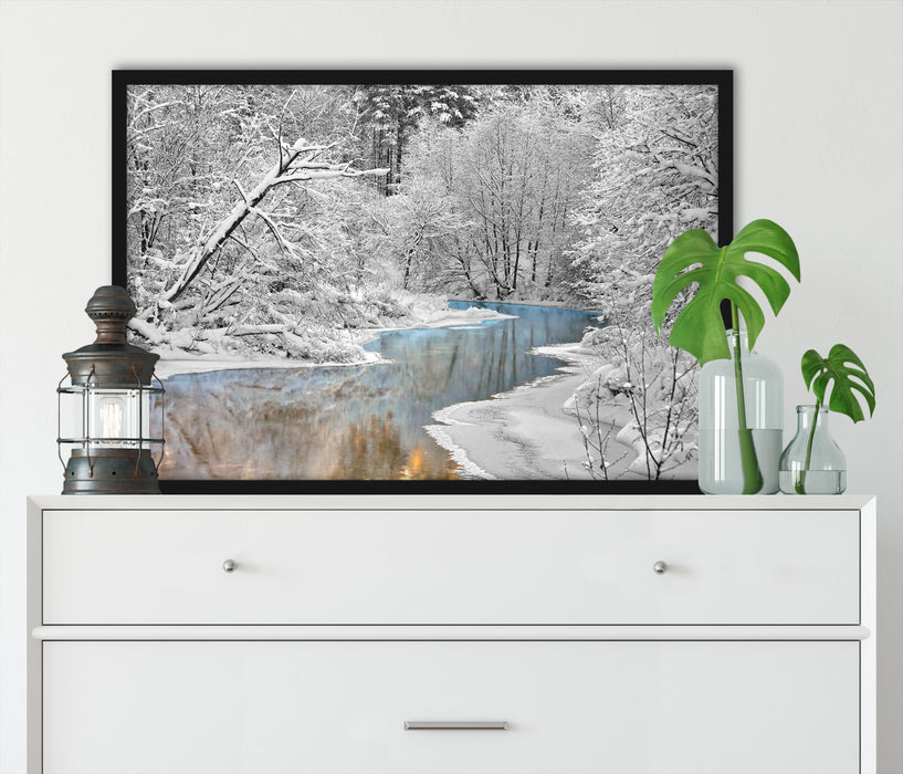 Atemberaubende Winterlandschaft, Poster mit Bilderrahmen