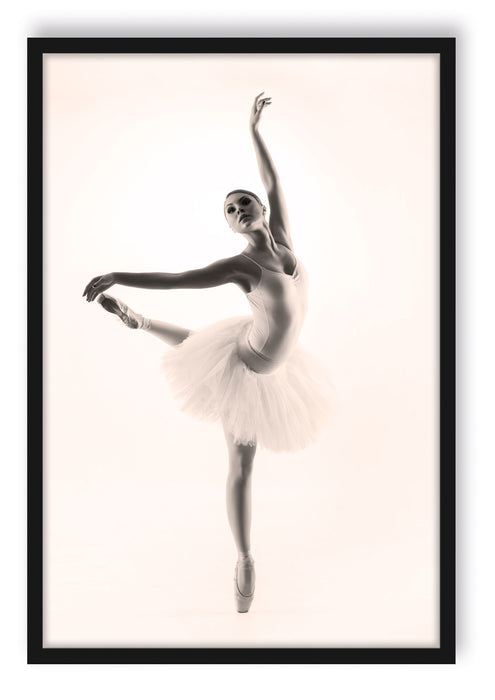 Pixxprint Ästhetische Ballerina, Poster mit Bilderrahmen