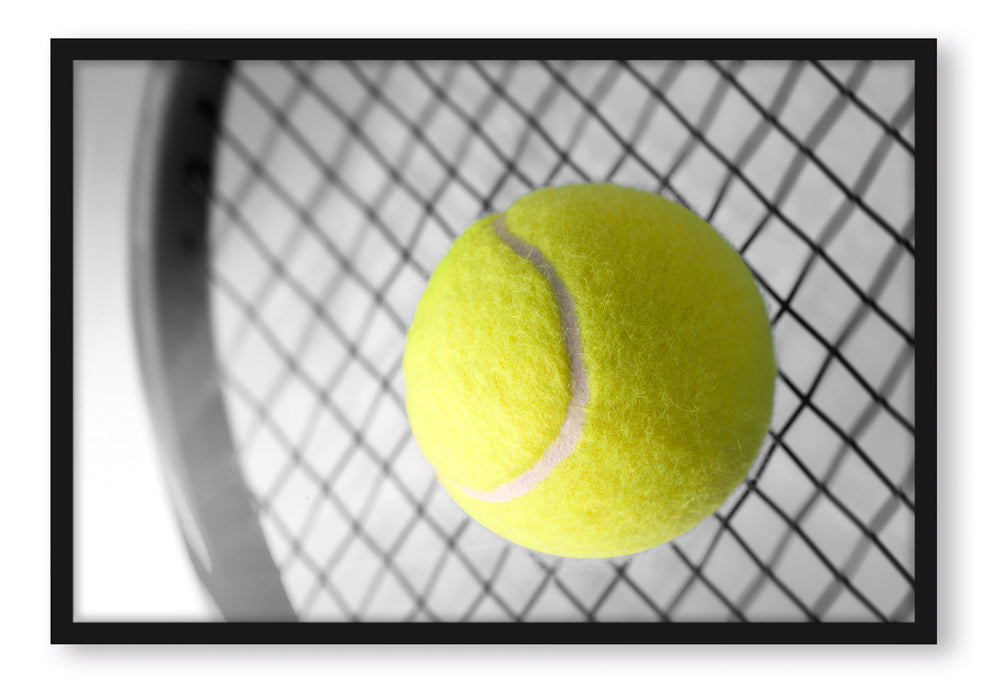 Pixxprint Tennisschläger Tennisball, Poster mit Bilderrahmen