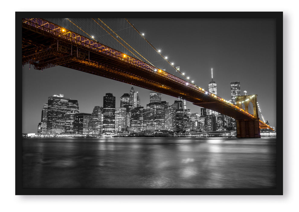 Pixxprint Skyline von Manhattan, Poster mit Bilderrahmen