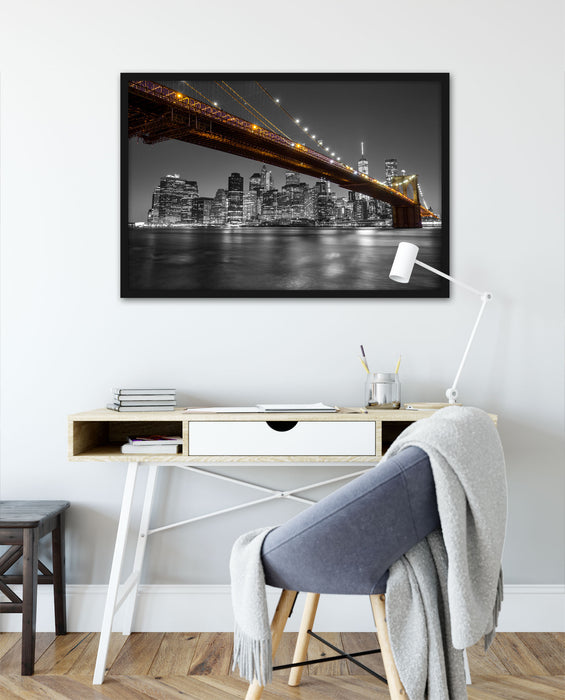 Skyline von Manhattan, Poster mit Bilderrahmen