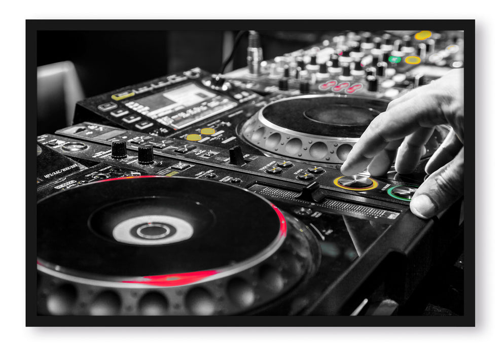 Pixxprint Modern beleuchteter DJ Pult, Poster mit Bilderrahmen