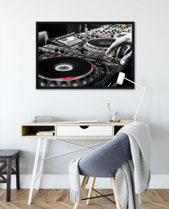 Modern beleuchteter DJ Pult, Poster mit Bilderrahmen