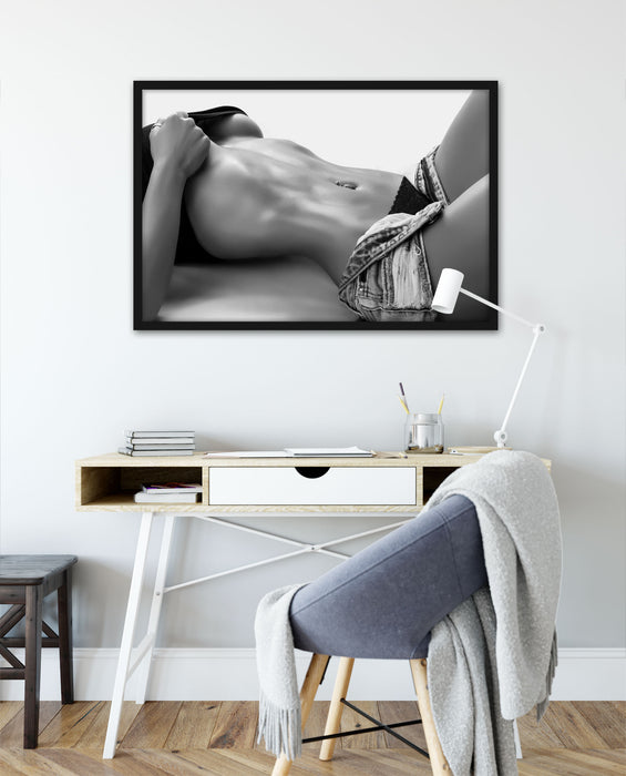 Sexy Frau mit schönem Körper, Poster mit Bilderrahmen