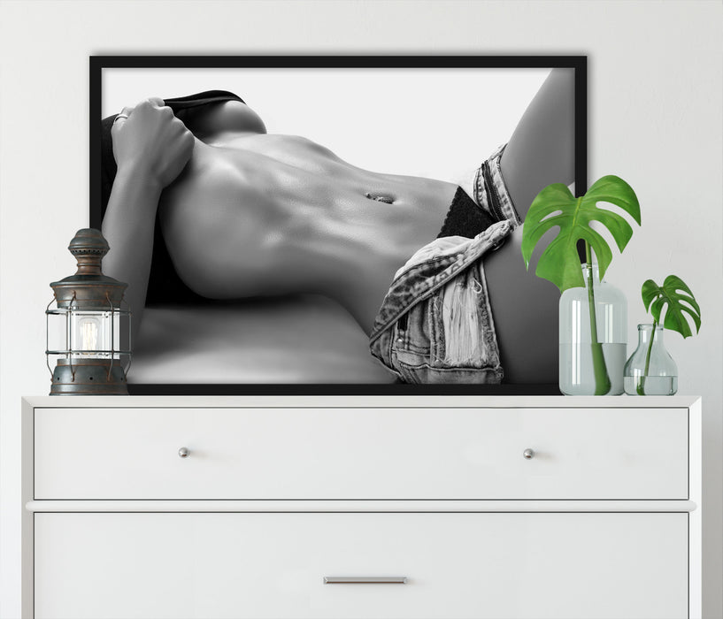 Sexy Frau mit schönem Körper, Poster mit Bilderrahmen