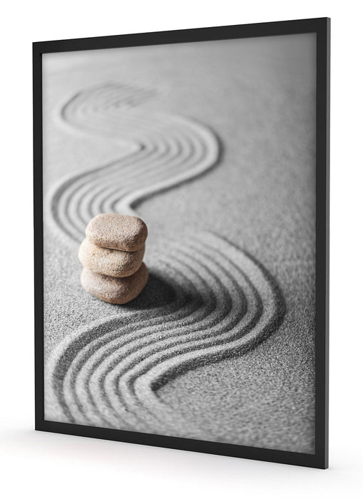 Wellenmuster im Sand, Poster mit Bilderrahmen
