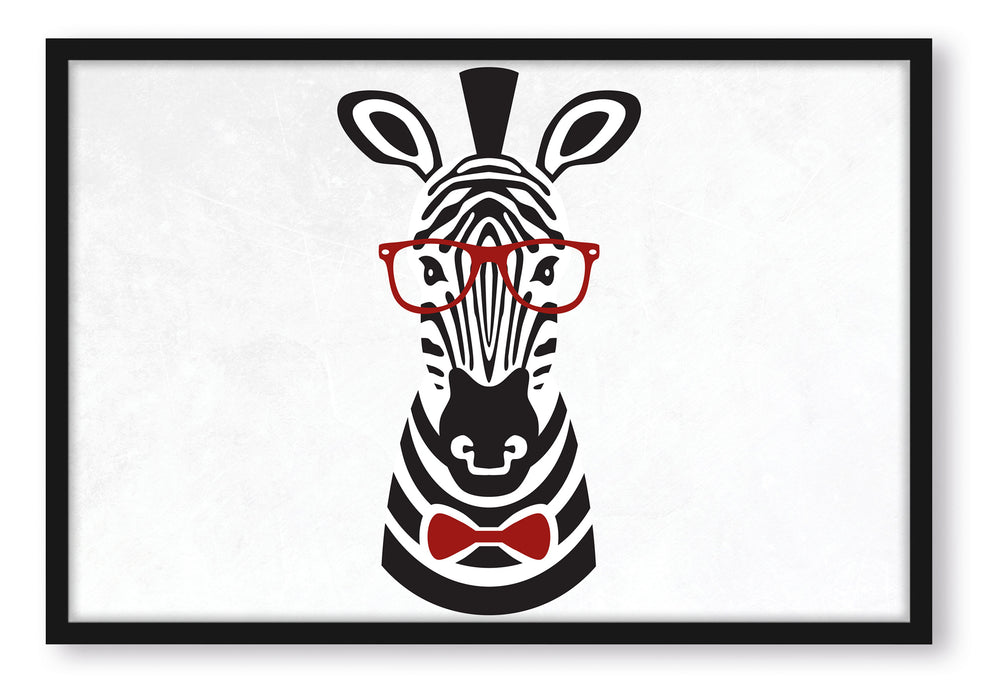 Hipster Zebra, Poster mit Bilderrahmen