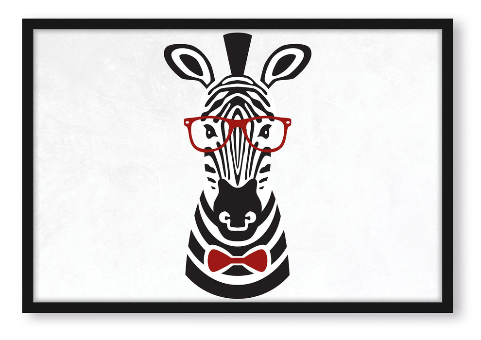 Pixxprint Hipster Zebra, Poster mit Bilderrahmen