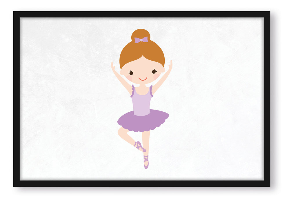 Pixxprint Hübsche Ballerina mit schleife, Poster mit Bilderrahmen