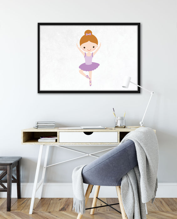 Hübsche Ballerina mit schleife, Poster mit Bilderrahmen