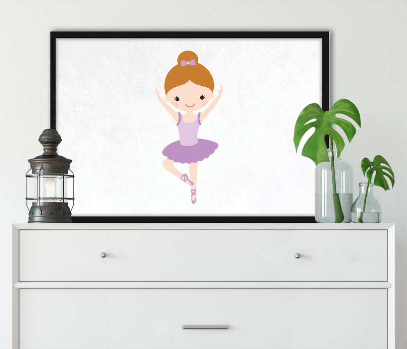 Hübsche Ballerina mit schleife, Poster mit Bilderrahmen