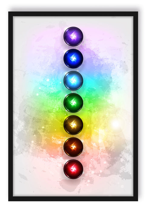 Pixxprint Chakra Eneregieelemente, Poster mit Bilderrahmen
