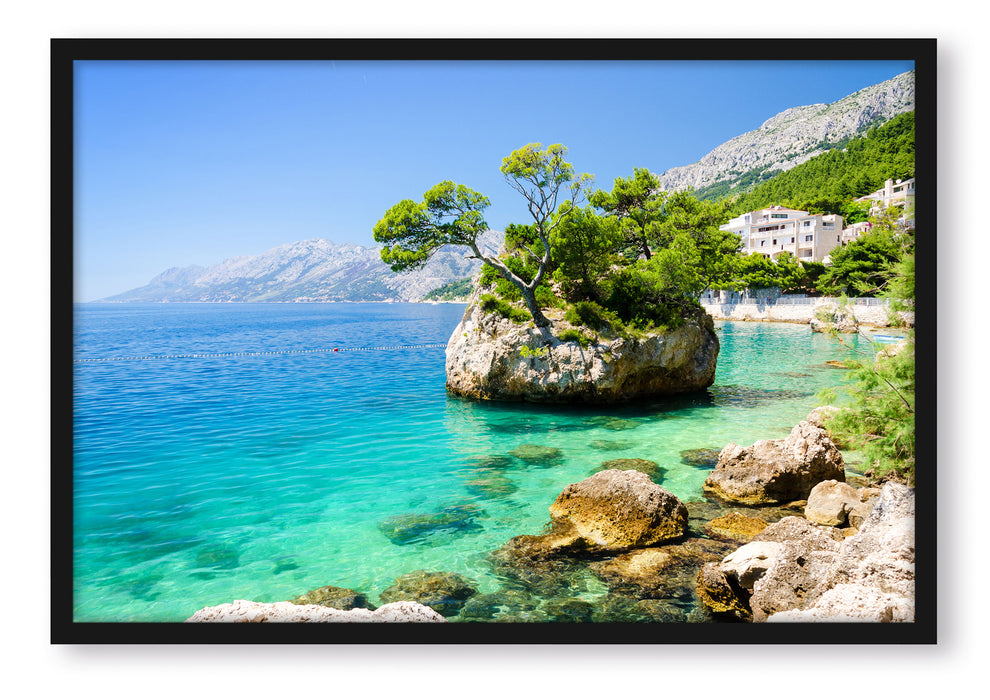 Pixxprint Dalmatia Strand in Kroatien, Poster mit Bilderrahmen