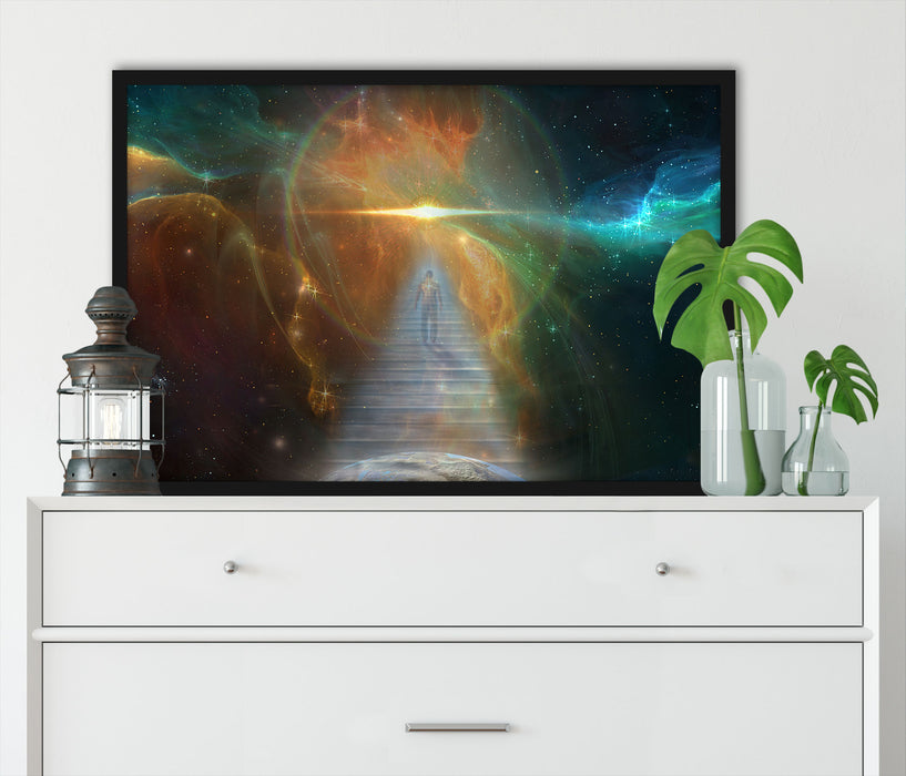Kosmische Treppe in die Galaxis, Poster mit Bilderrahmen