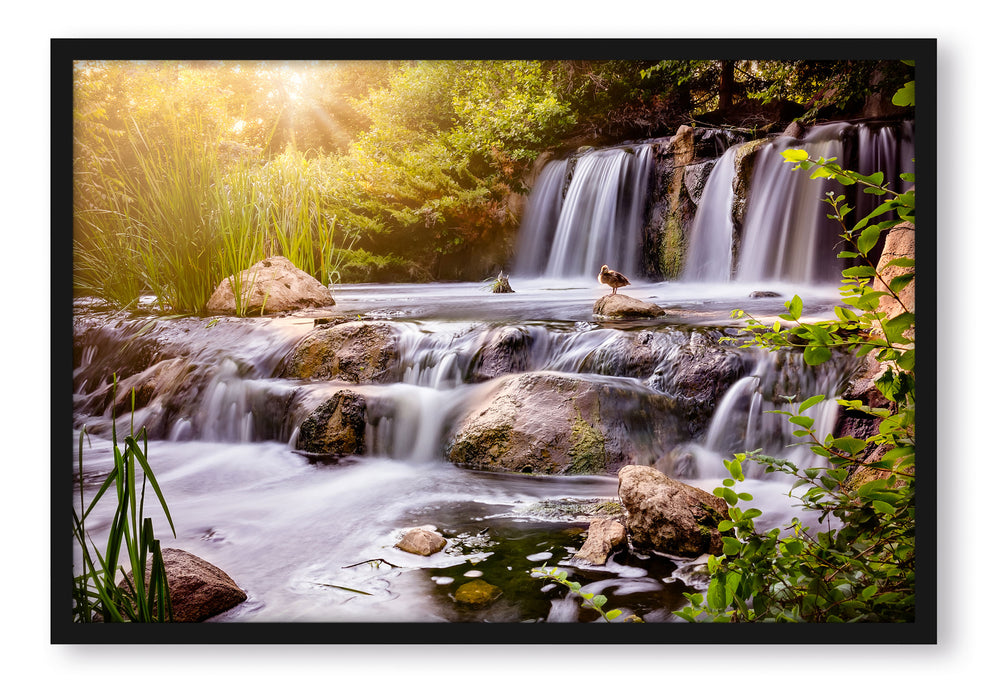 Pixxprint Wasserfall, Poster mit Bilderrahmen