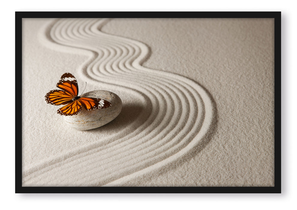 Pixxprint Zen Schmetterling, Poster mit Bilderrahmen