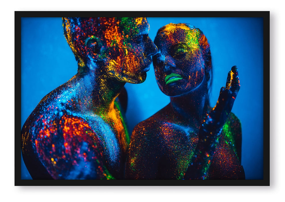 Pixxprint Menschen mit Pulver, Poster mit Bilderrahmen