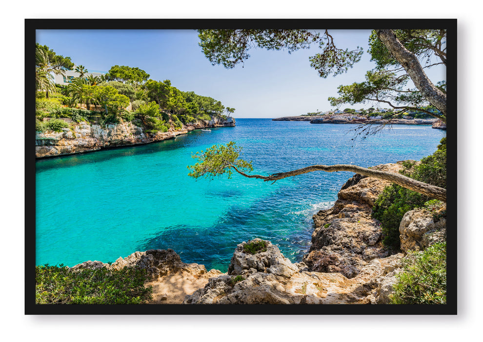 Pixxprint Mallorca Bay Cove, Poster mit Bilderrahmen