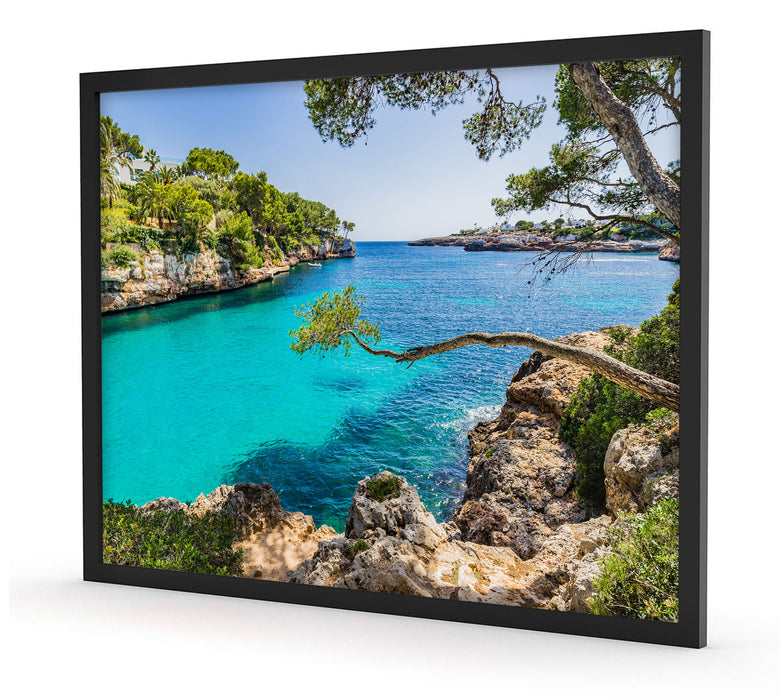 Mallorca Bay Cove, Poster mit Bilderrahmen