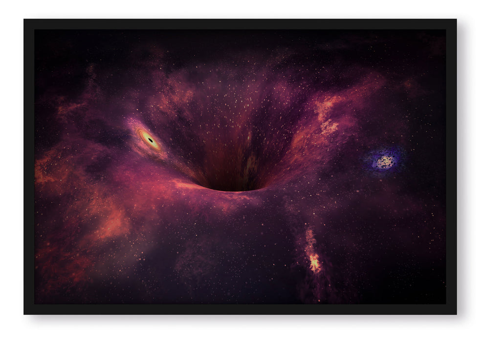 Pixxprint Schwarzes Loch im Weltall, Poster mit Bilderrahmen