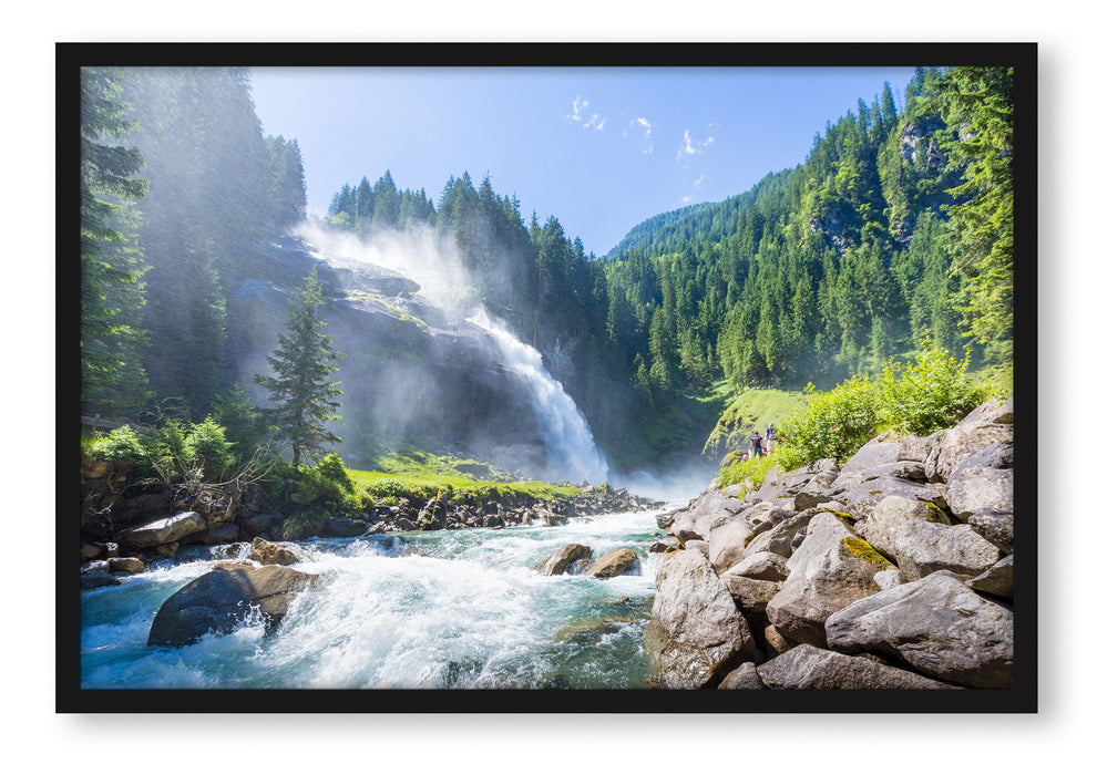 Pixxprint Wasserfälle Nationalpark Salzburg, Poster mit Bilderrahmen