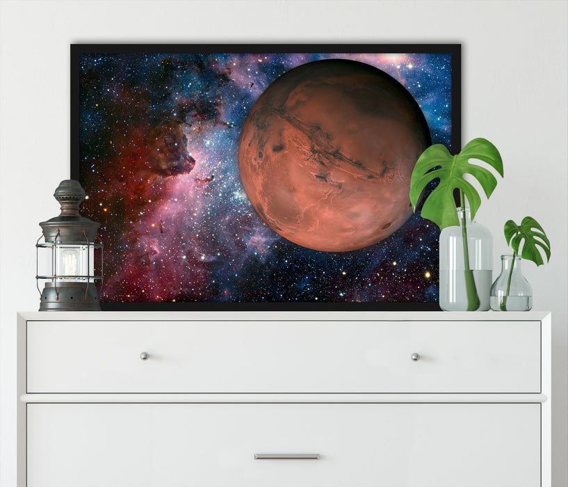 Mars im Weltall, Poster mit Bilderrahmen