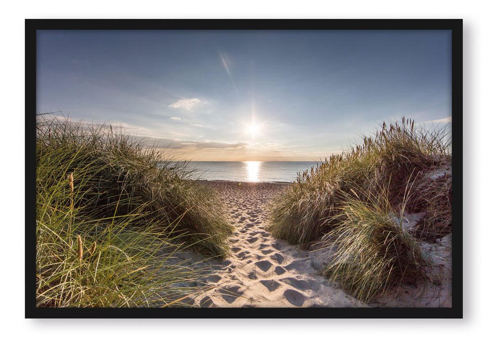 Pixxprint der Weg ins Meer, Poster mit Bilderrahmen