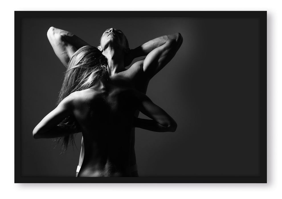 Pixxprint Fitness Paar, Poster mit Bilderrahmen