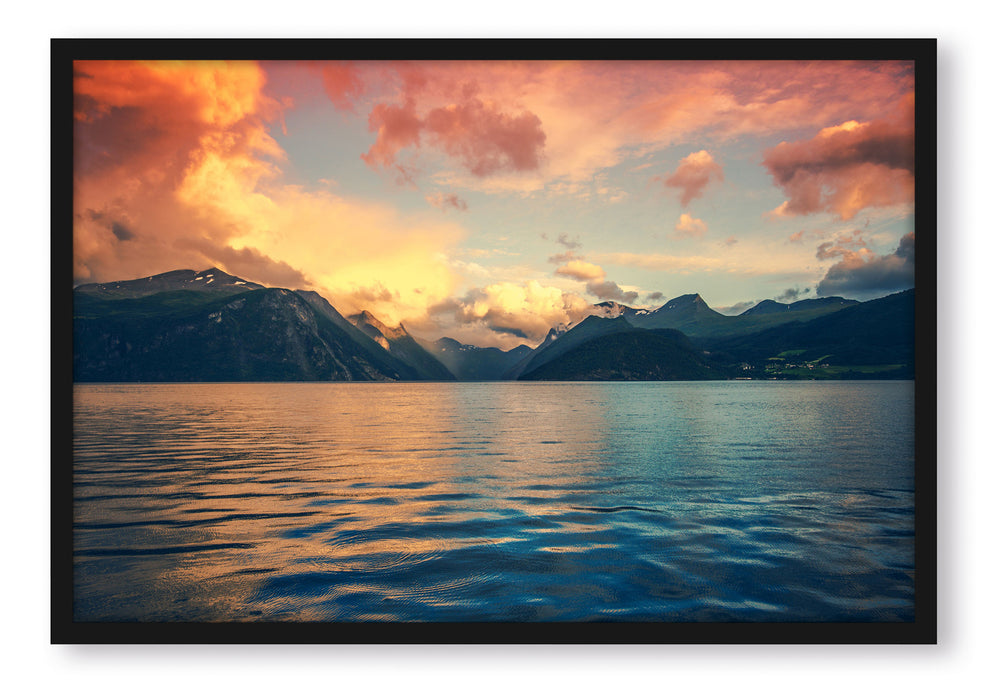 Pixxprint eine schöne Landschaft im Norden, Poster mit Bilderrahmen