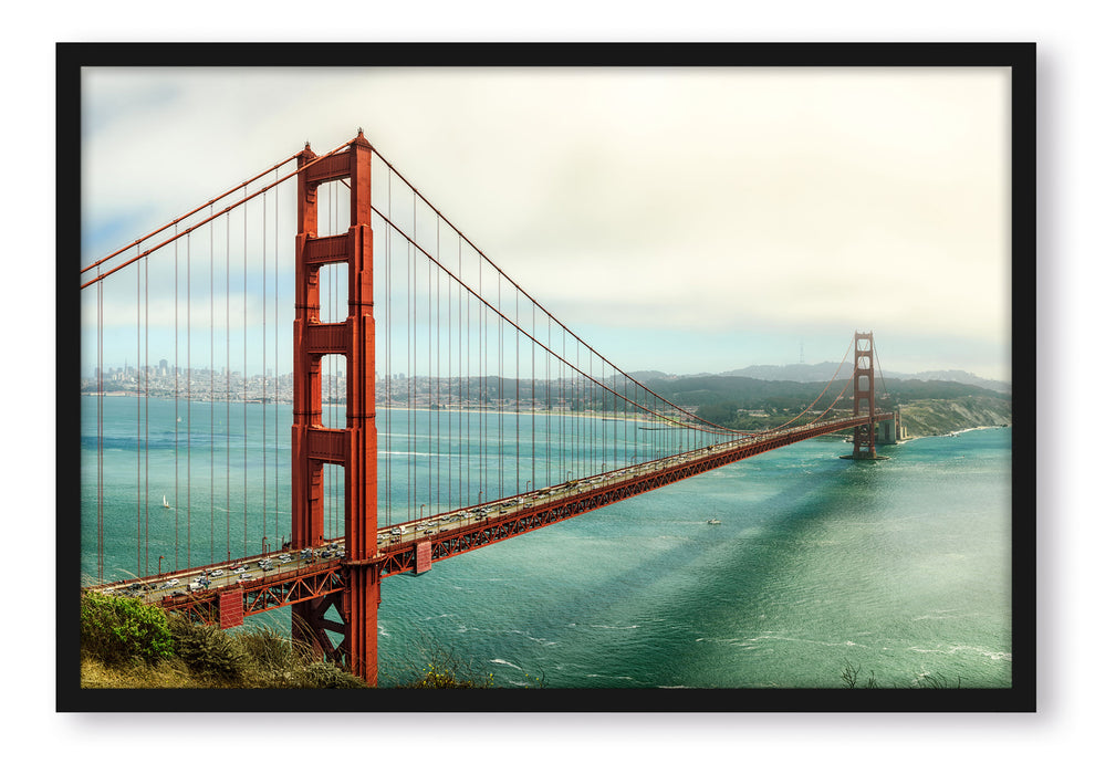 Pixxprint Golden Gate Bridge, Poster mit Bilderrahmen