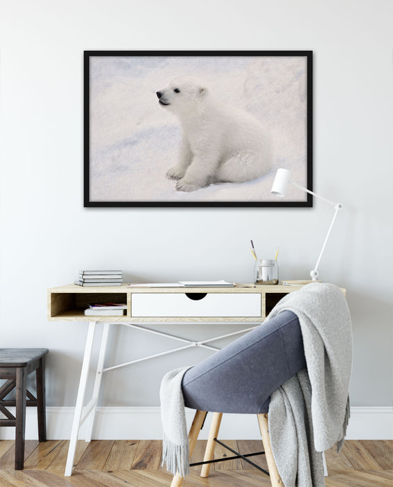 niedliches Eisbär Baby, Poster mit Bilderrahmen