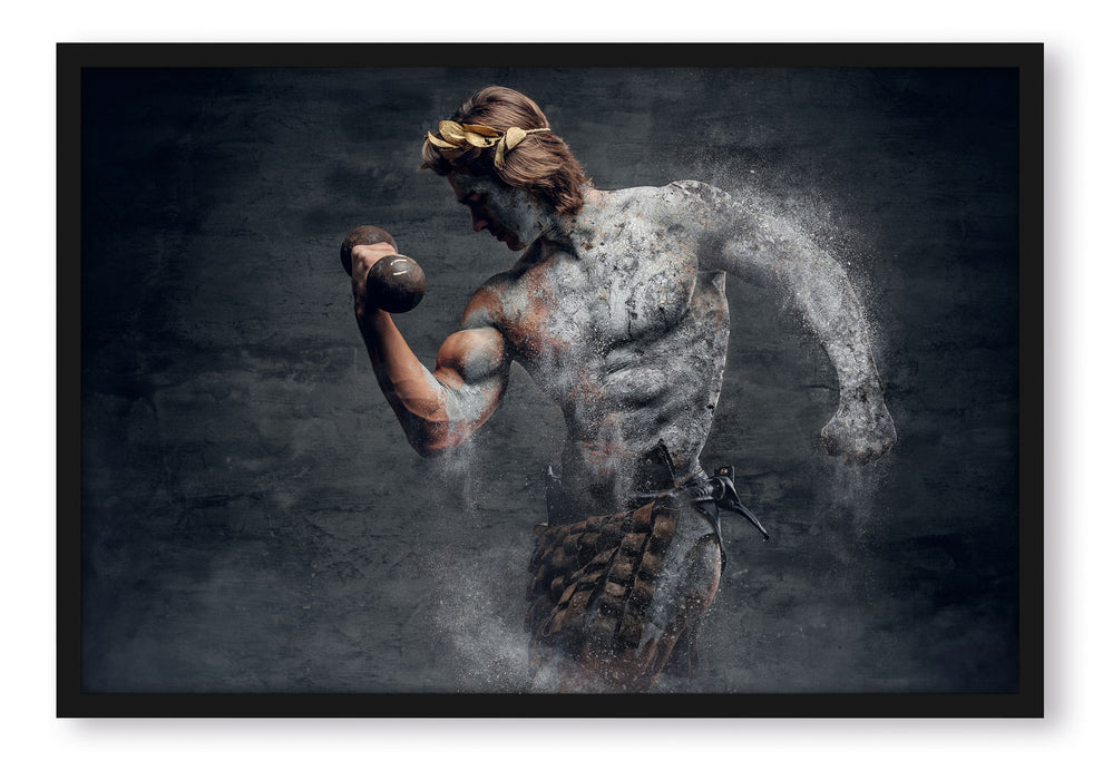 antiker männlicher Sportler, Poster mit Bilderrahmen
