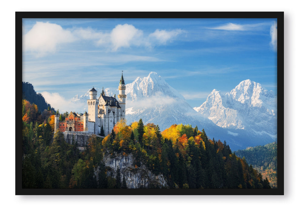 Pixxprint Schloss Neuschwanstein Herbst, Poster mit Bilderrahmen