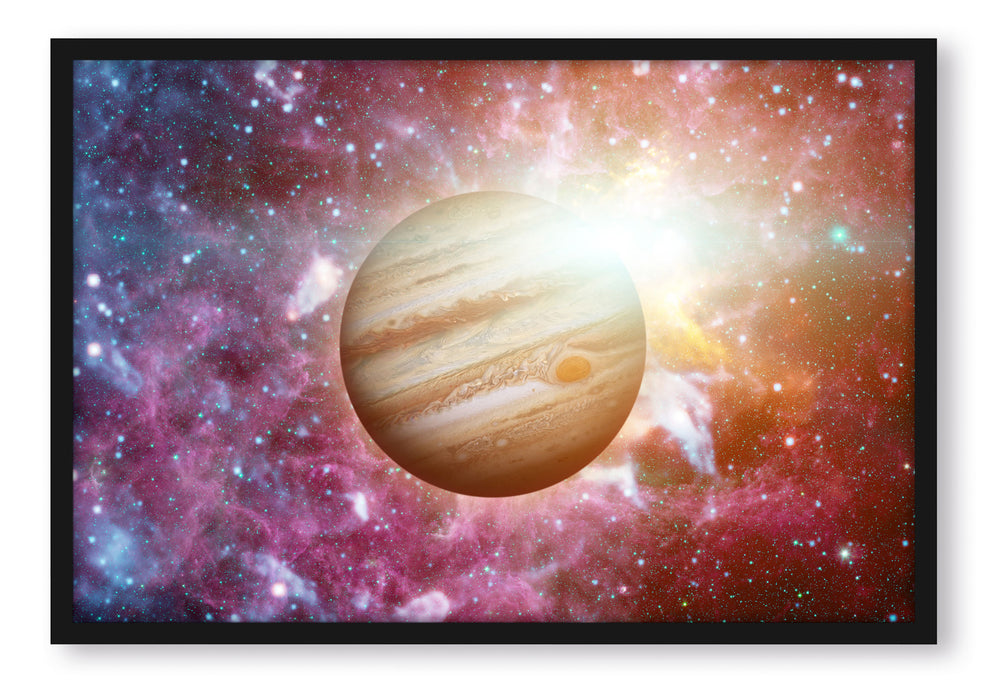Pixxprint Planet Jupiter im Universum, Poster mit Bilderrahmen