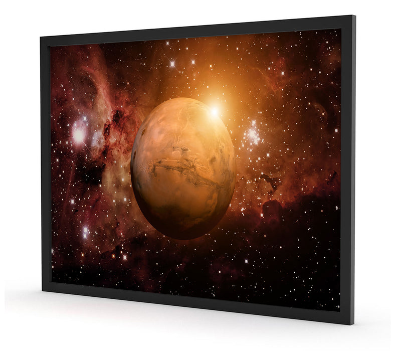 Planet Mars im Universum, Poster mit Bilderrahmen