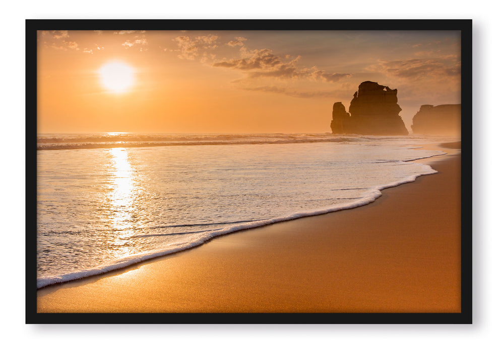 Sonnenuntergang Ozean, Poster mit Bilderrahmen