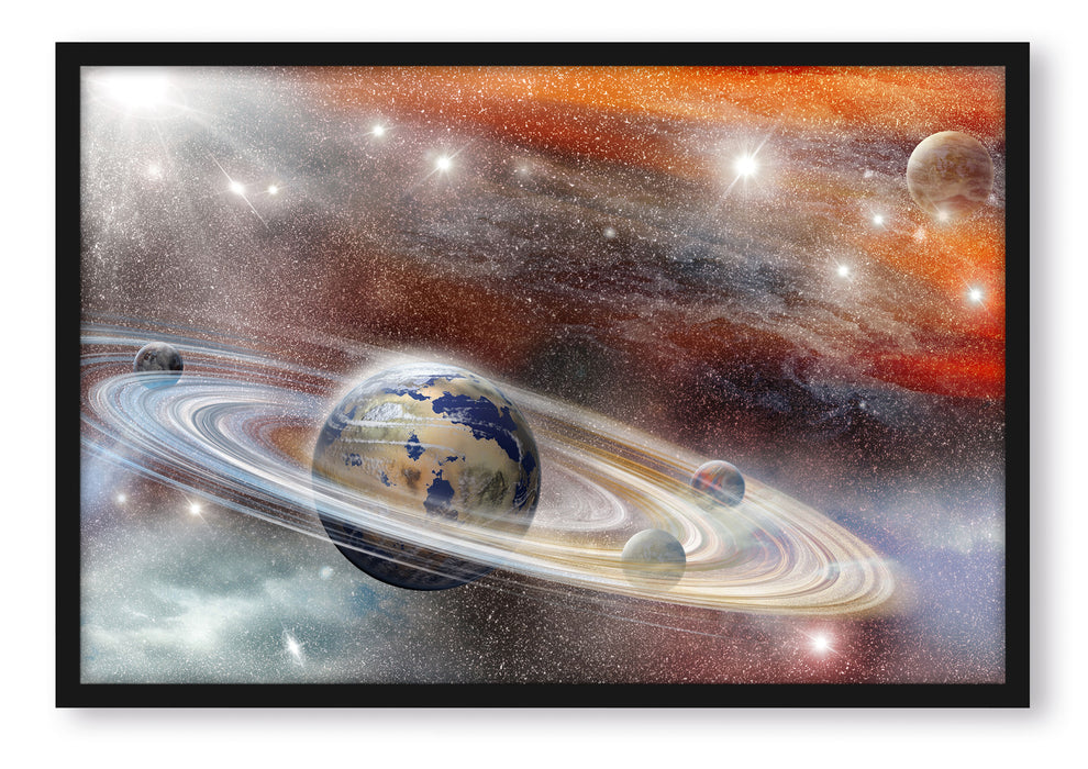 Pixxprint abstrakte Galaxie, Poster mit Bilderrahmen
