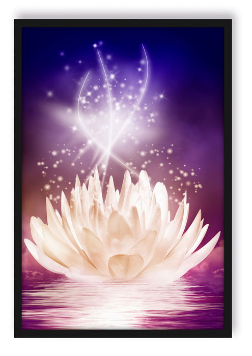 Pixxprint abstrakte Seerose, Poster mit Bilderrahmen