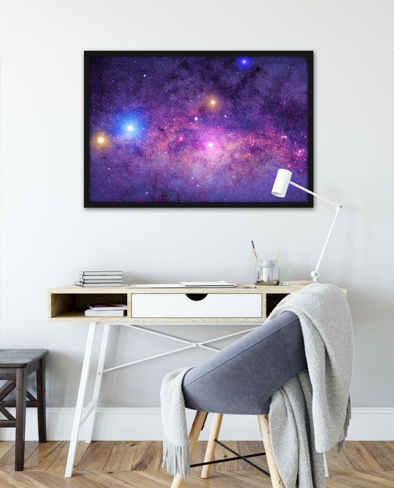 wunderbarer Blick in das Universum, Poster mit Bilderrahmen