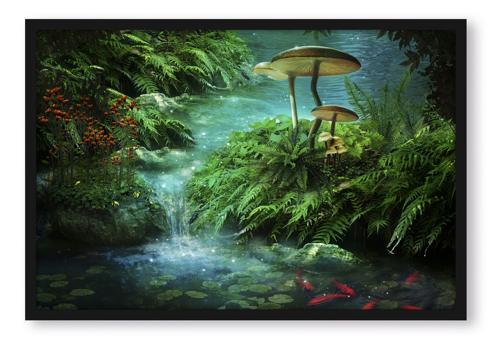 Pixxprint magischer Märchenwald, Poster mit Bilderrahmen