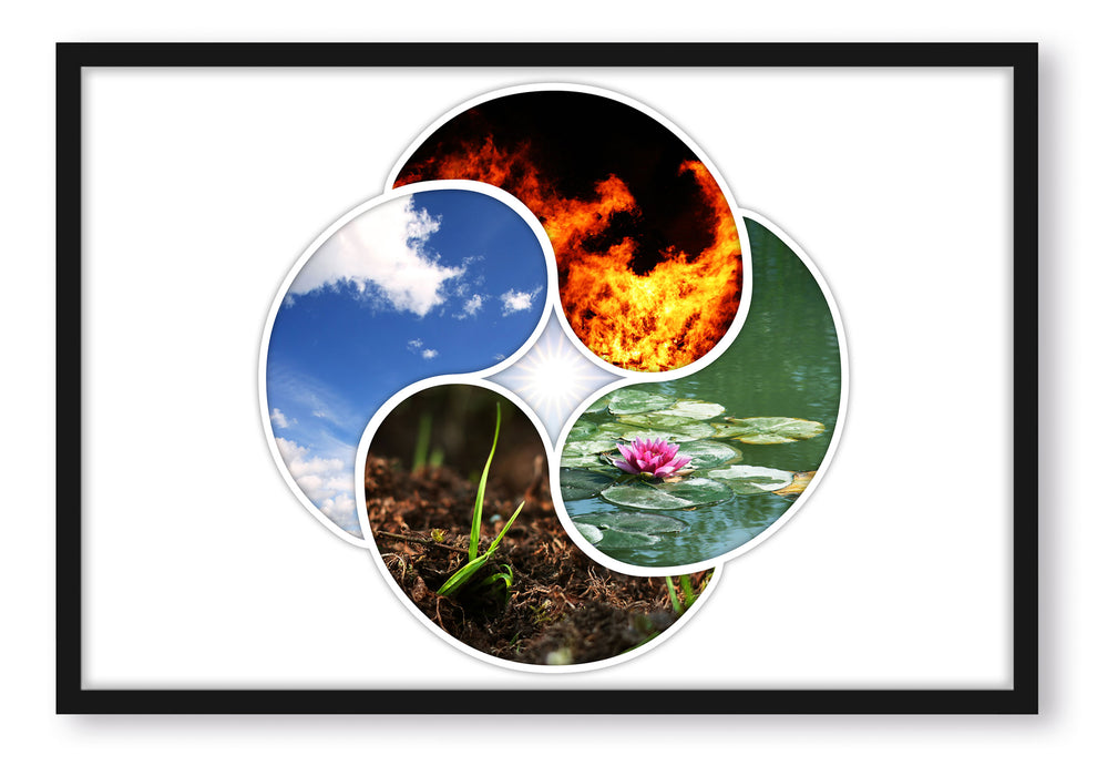 Pixxprint Die vier Elemente, Poster mit Bilderrahmen