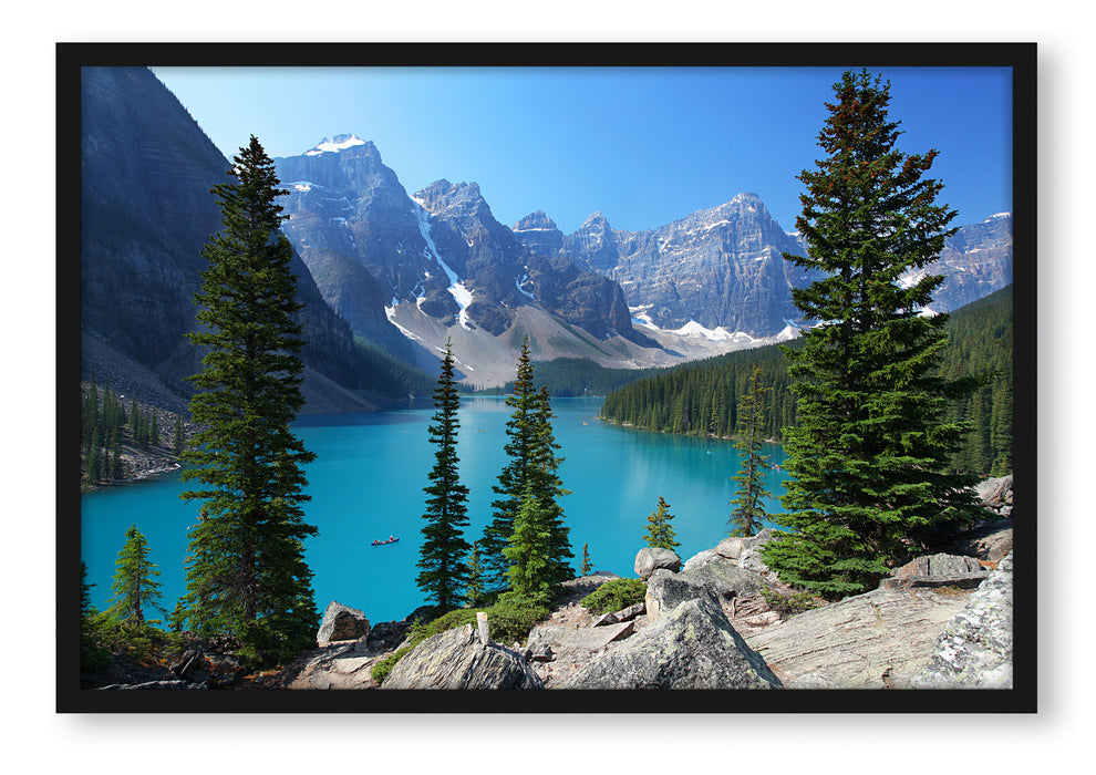 Pixxprint Moraine Lake kanadische Berge, Poster mit Bilderrahmen