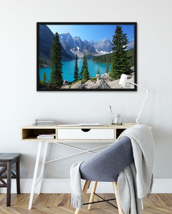 Moraine Lake kanadische Berge, Poster mit Bilderrahmen