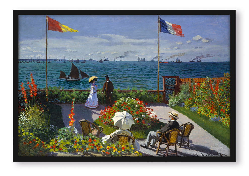 Pixxprint Claude Monet - Garten in Sainte-Adresse, Poster mit Bilderrahmen