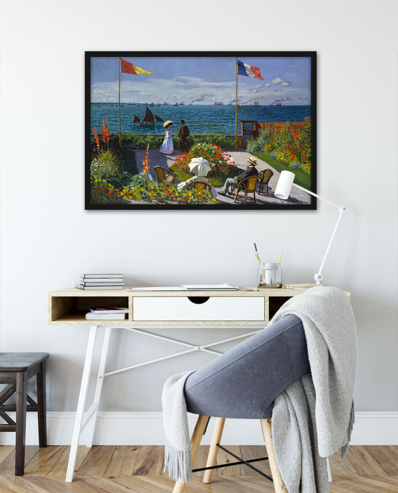 Claude Monet - Garten in Sainte-Adresse, Poster mit Bilderrahmen