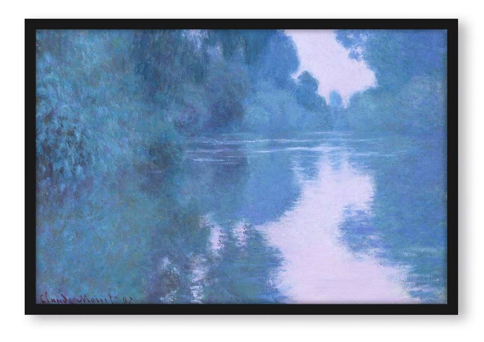Claude Monet - Morgen an der Seine nahe Giverny, Poster mit Bilderrahmen