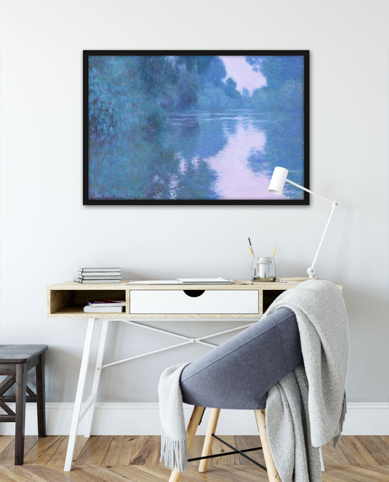 Claude Monet - Morgen an der Seine nahe Giverny, Poster mit Bilderrahmen