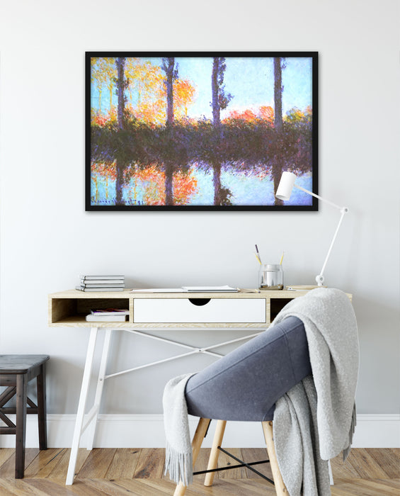 Claude Monet - Die vier Pappeln, Poster mit Bilderrahmen