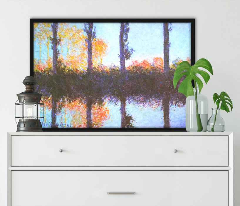 Claude Monet - Die vier Pappeln, Poster mit Bilderrahmen